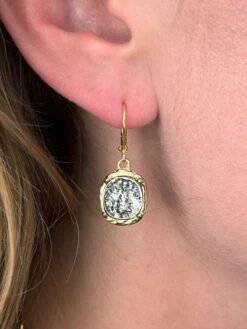 Tat2 Designs - Gold Pavia Coin & Frame Earrings