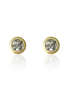Tat2 Designs - Gold Floral Coin Stud Earrings