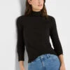 Perfect Knit Rib Long Sleeve Mock Tee -Nic Zoe Fashion Store F251012 BLX PRODUCT 01