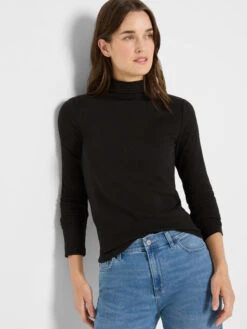 Perfect Knit Rib Long Sleeve Mock Tee