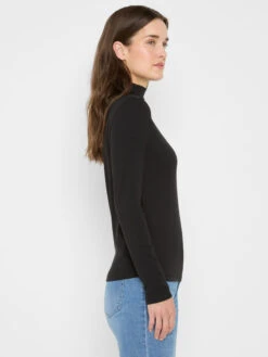 Perfect Knit Rib Long Sleeve Mock Tee -Nic Zoe Fashion Store F251012 BLX PRODUCT 03