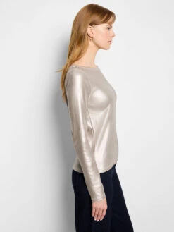 Glazed Rib Boat Neck Tee -Nic Zoe Fashion Store F251085 TAU PRODUCT 03