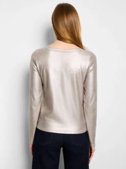 Glazed Rib Boat Neck Tee -Nic Zoe Fashion Store F251085 TAU PRODUCT 04