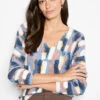 Brushstrokes Waffle V-Neck Sweater 1 Brushstrokes Waffle V-Neck Sweater -Nic Zoe Fashion Store F251110 NUM PRODUCT 01