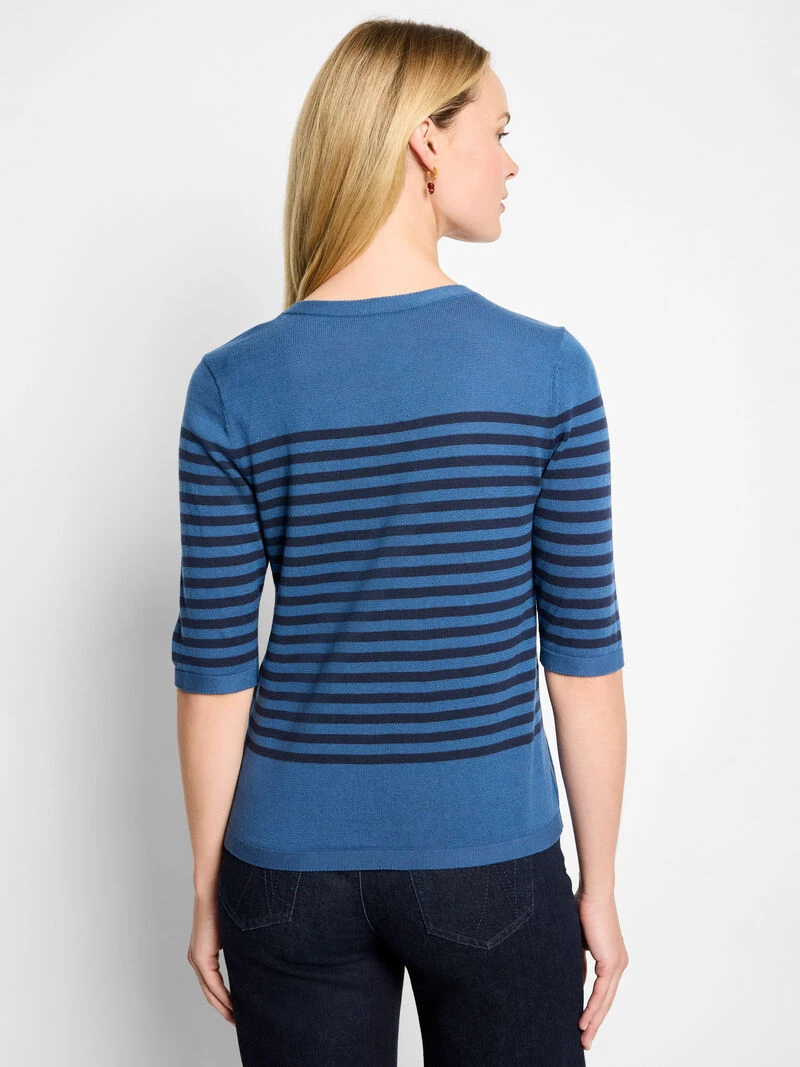 Stripe Pure Cotton Sweater Tee 6 Stripe Pure Cotton Sweater Tee - Image 4
