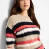 Speckled Knit Striped Sweater -Nic Zoe Fashion Store F251124 RED PRODUCT 01