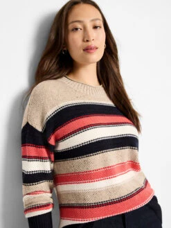 Speckled Knit Striped Sweater