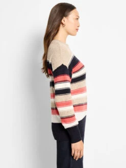 Speckled Knit Striped Sweater -Nic Zoe Fashion Store F251124 RED PRODUCT 03