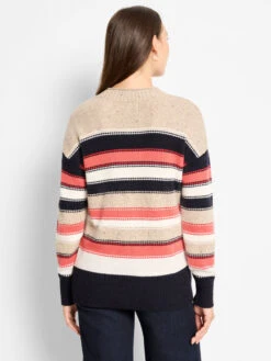 Speckled Knit Striped Sweater -Nic Zoe Fashion Store F251124 RED PRODUCT 04
