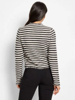 Striped Fringe Mix Femme Knit Jacket 9 Striped Fringe Mix Femme Knit Jacket -Nic Zoe Fashion Store F251127 BLM PRODUCT 04