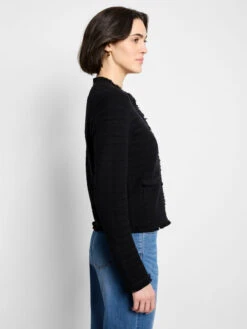Fringe Mix Femme Knit Jacket -Nic Zoe Fashion Store F251147 BLX PRODUCT 03