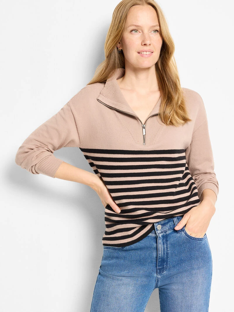 Zip Neck Saddle Sweater 3 Zip Neck Saddle Sweater