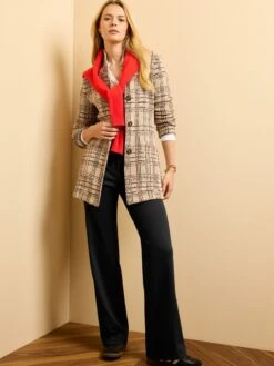 Stitchy Plaid Knit Blazer