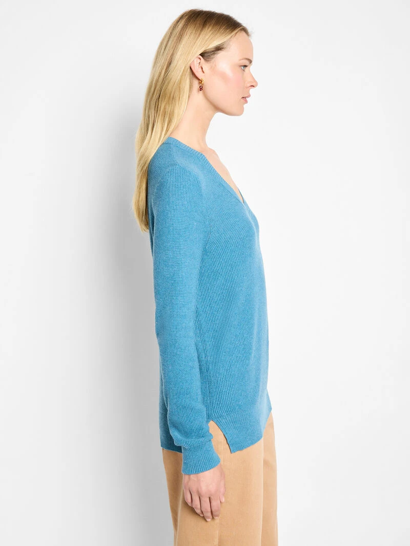 Waffle Stitch V-Neck Sweater 6 Waffle Stitch V-Neck Sweater - Image 4