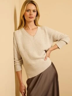 Tuck Stitch V-Neck Sweater