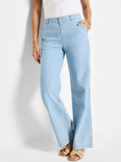 31" Denim Linen Wide-Leg Pant
