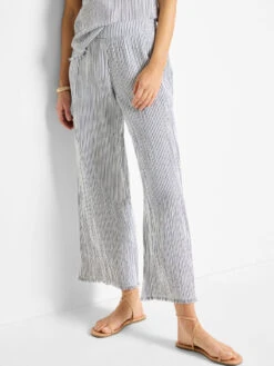 28" Pinstripe Gauze Wide-Leg Pant