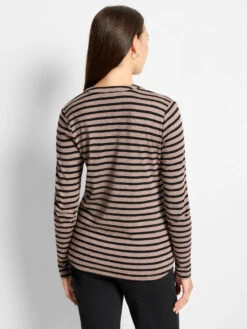 NZT Striped Long Sleeve Henley Tee -Nic Zoe Fashion Store NZTF252081 BWL PRODUCT 04
