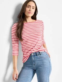NZT 3/4 Sleeve Stripe Boat Tee