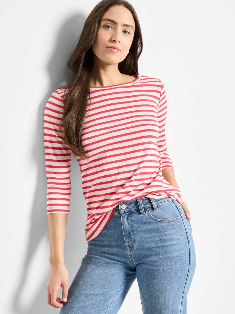 NZT 3/4 Sleeve Stripe Boat Tee 3 NZT 3/4 Sleeve Stripe Boat Tee