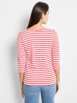 NZT 3/4 Sleeve Stripe Boat Tee 7 NZT 3/4 Sleeve Stripe Boat Tee -Nic Zoe Fashion Store NZTM252002PKMPRODUCT 04