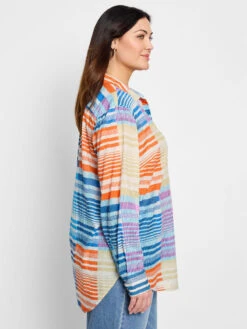 Sunset Stripe Cotton Boyfriend Shirt -Nic Zoe Fashion Store S251636WBLTPRODUCT 03