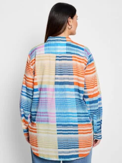 Sunset Stripe Cotton Boyfriend Shirt -Nic Zoe Fashion Store S251636WBLTPRODUCT 04