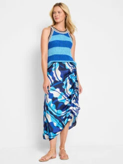 Aqua Surf Side Ruche Skirt -Nic Zoe Fashion Store S251731BLTPRODUCT 02